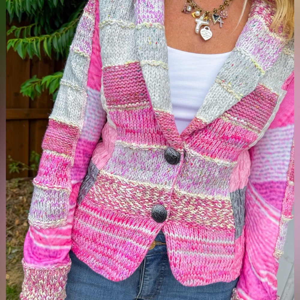 Colorful Patchwork Women's Sweater Blazer